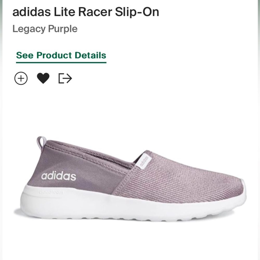 Adidas Lite Racer Slip-On No Lace Foam Bottom Classic Dressy Easy to Wear Casual
